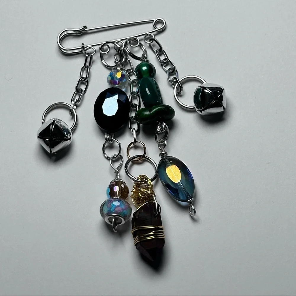 Brooch Pin Hand Crafted | Glass Beaded Artisan Multicolor Wire-Wrapped OOAK